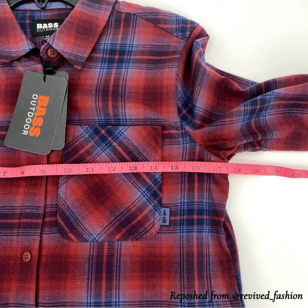 Bass Outdoor Plaid Long Sleeve Button Up Shirt Women’s XS Oversized New - Picture 6 of 7